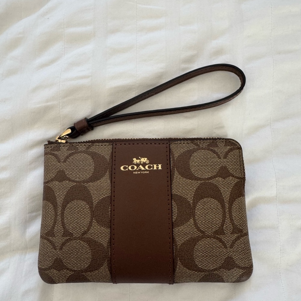 Coach Signature Brown Wristlet